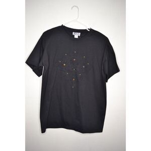Kavio Designs Women's 2XL Black Embellished Short Sleeve T-Shirt